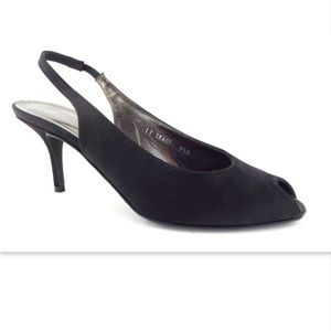 DONALD J PLINER Black Micro Fiber Textile Slingback Heel Pump 9.5